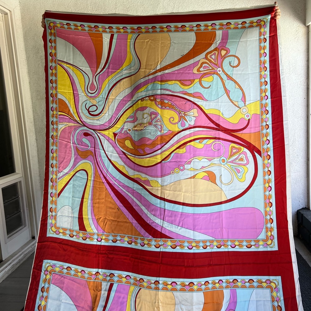 RARE Emilio Pucci kaftan/dress 100% silk fabric panel. 60x60” mint, 2 avail
